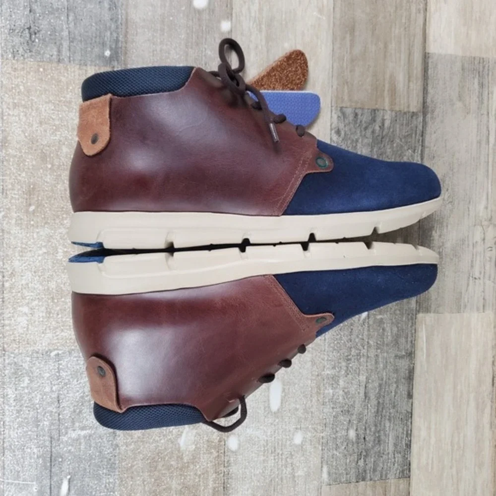 Birkenstock Estevan Women Shoe Sz 10.5 Casual Blue Brown Leather Lace Up Sneaker